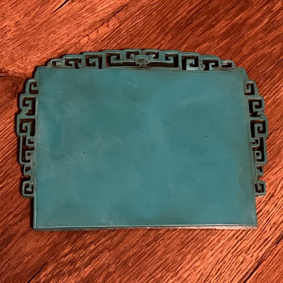 Vintage Chinese Carved Imitation Turquoise Table Screen